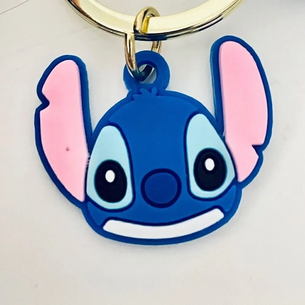 NWT Disney We love Stitch on Moped Blue Wristlet Key holder Keyring Keychain